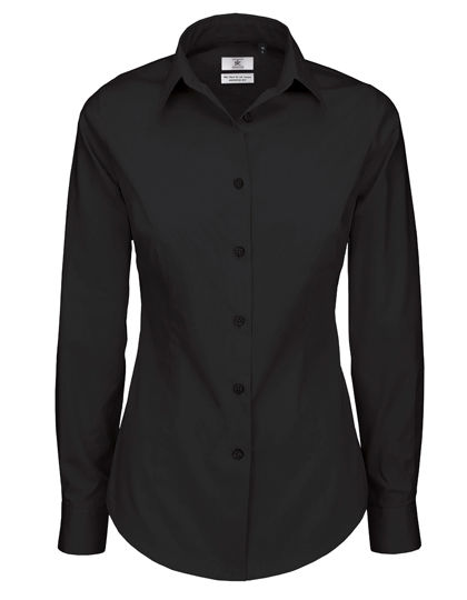Women´s Poplin Shirt Black Tie Long Sleeve